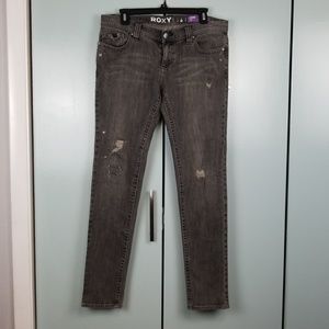 Roxy skinny distressed gray jeans size 11  *C8